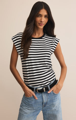 Z Supply STRIPE CAMINO Black TOP