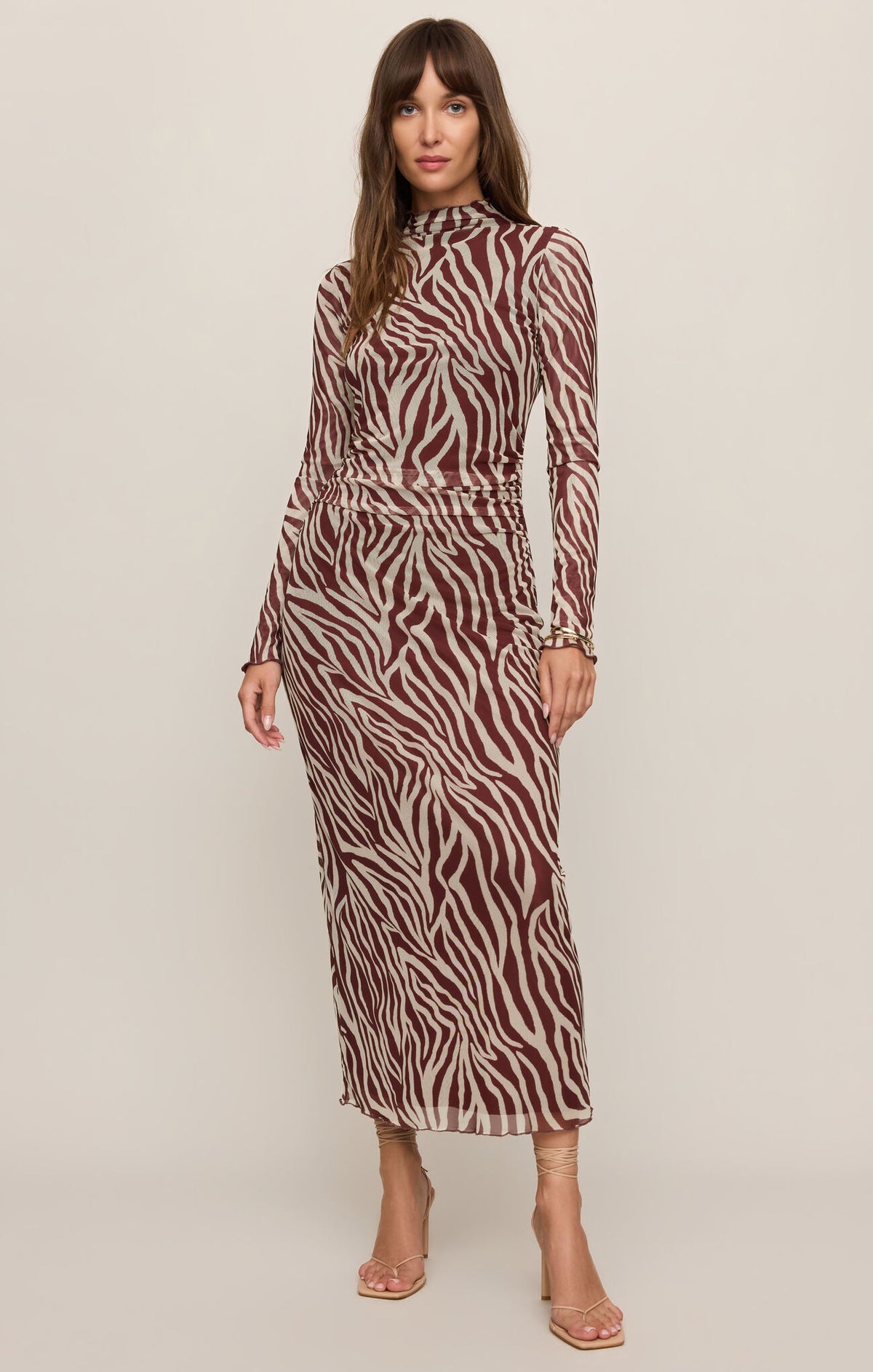 Z Supply Sevilla Zebra Mesh Midi Dress in Velvet Rouge
