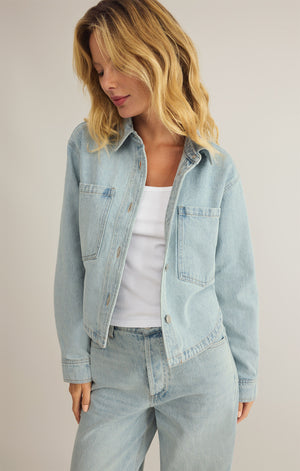 Z Supply All Day Cropped Denim Jacket in Faded Indigo