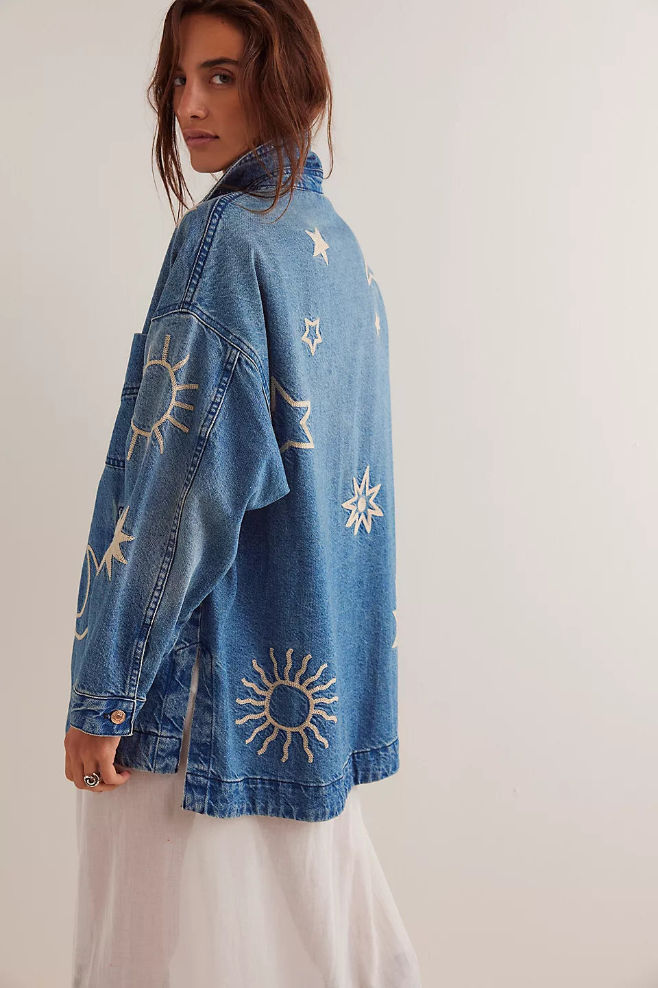 Free People Madison City Embroidered in Skyway Blues