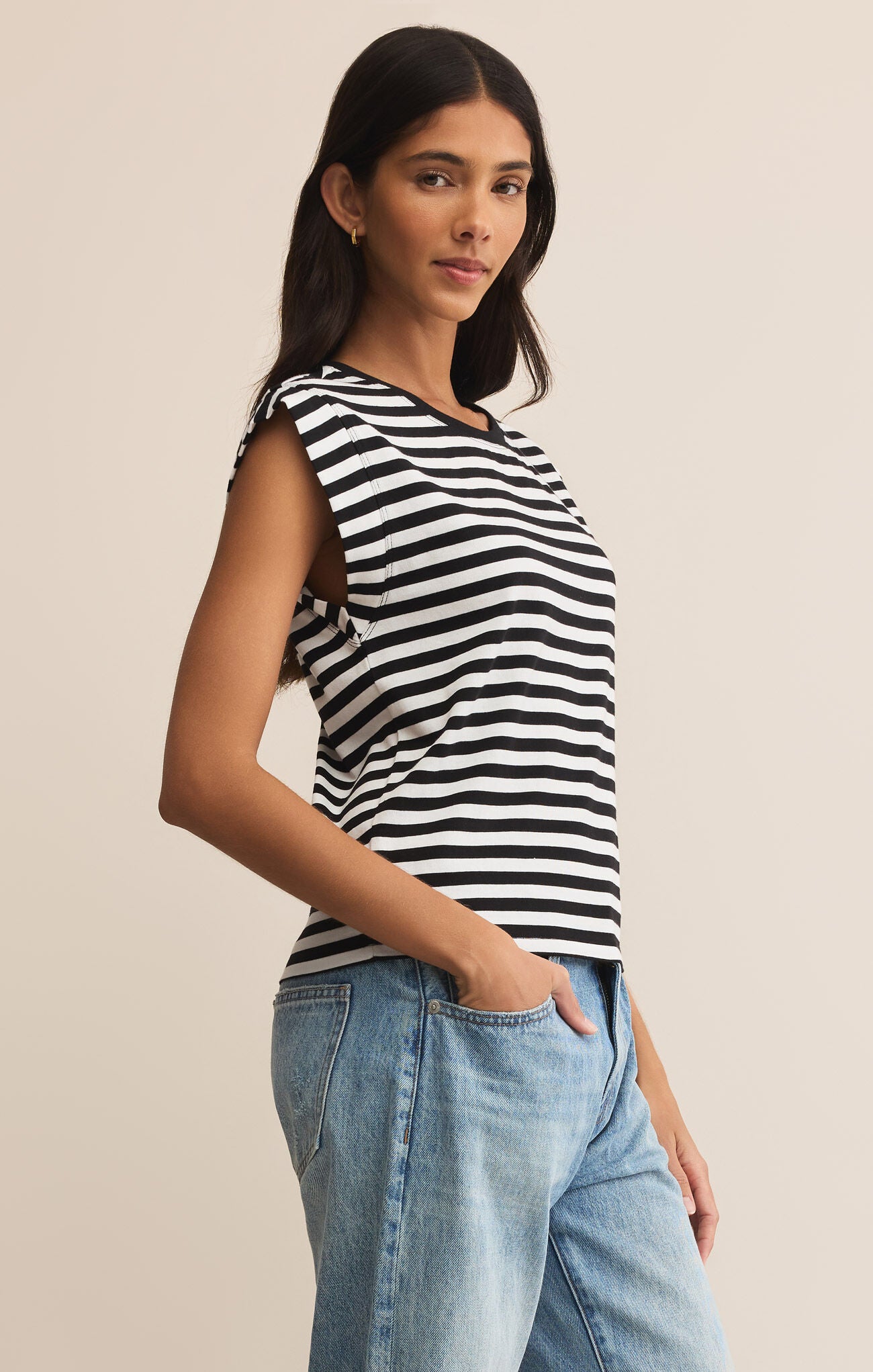 Z Supply STRIPE CAMINO Black TOP