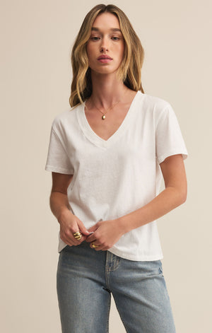 Z Supply Weekdays V-Neck White Tee