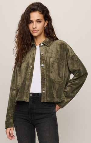Z Supply All Day Cropped Suede Jacket in Monstera