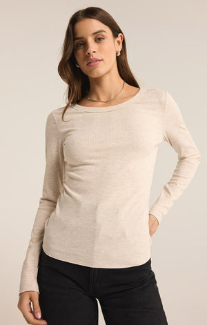 Z Supply VARIEGATED LAYER TOP - Light Heather Oatmeal