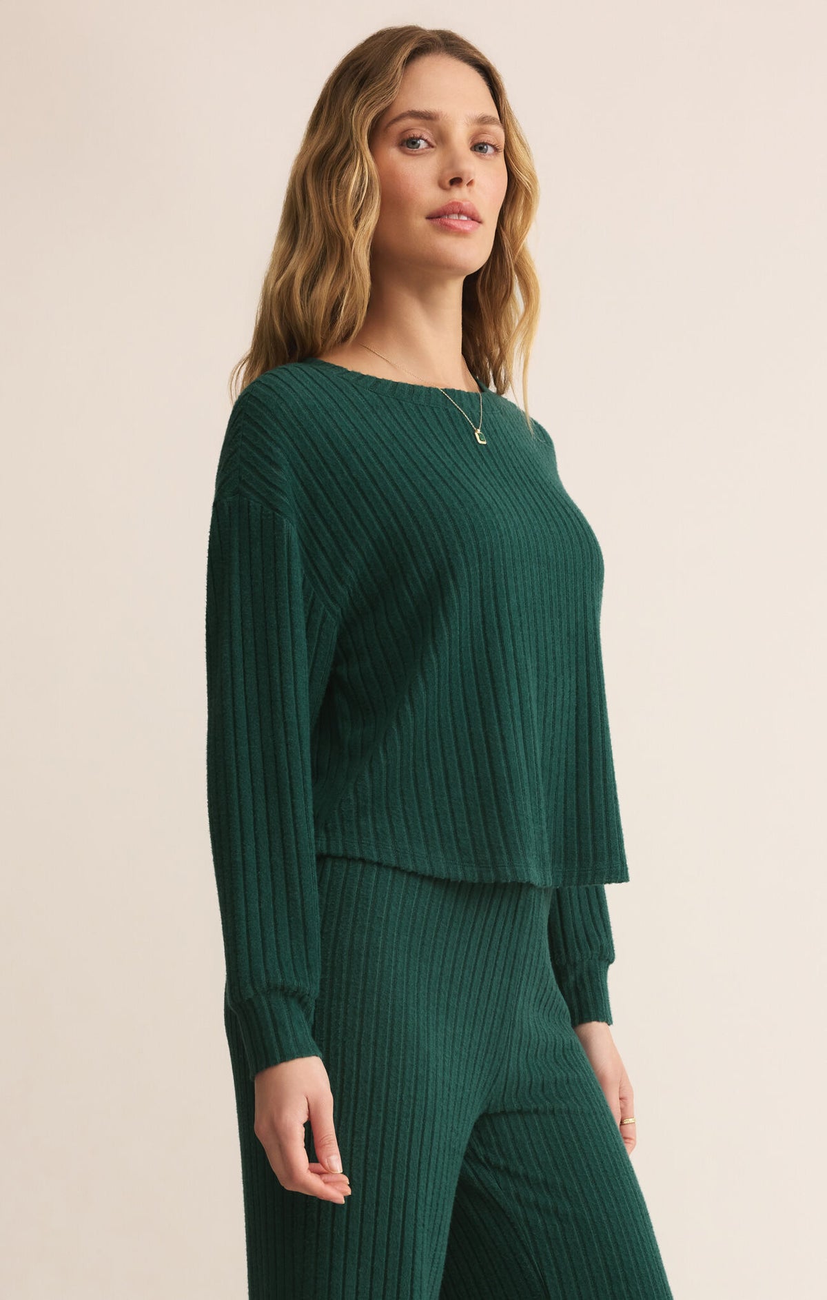 Elfie Rib Long sleeve Top in Mistletoe