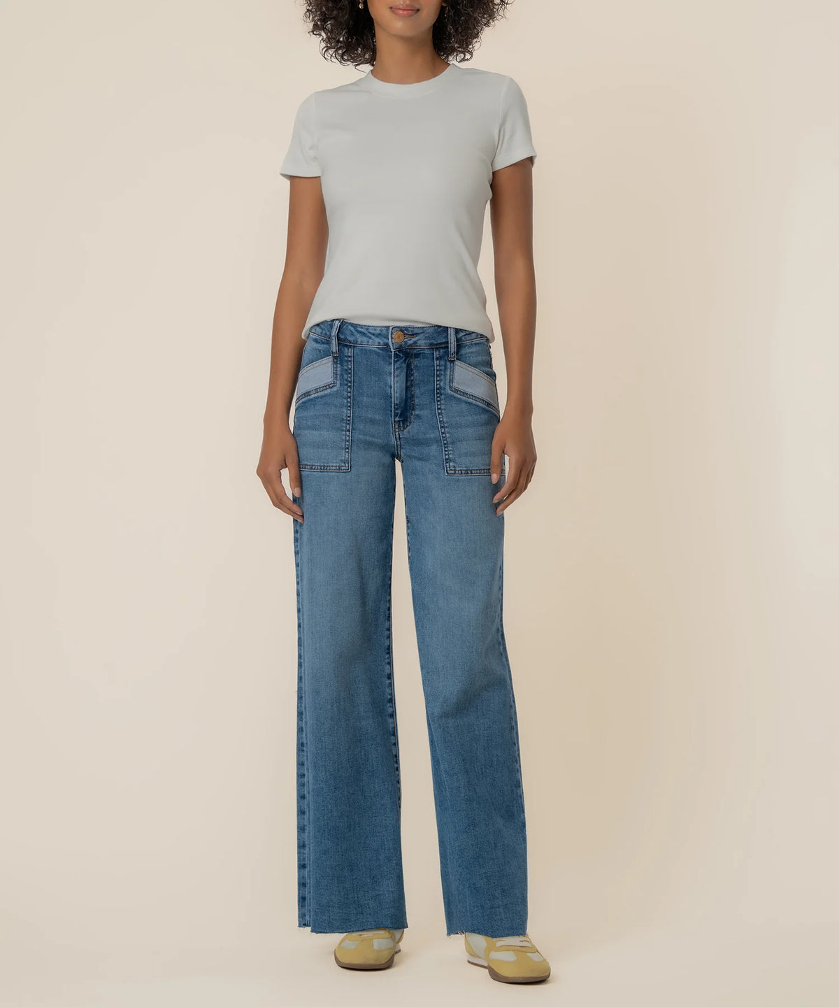KUT Maya High Rise Jeans with Patchwork in Success
