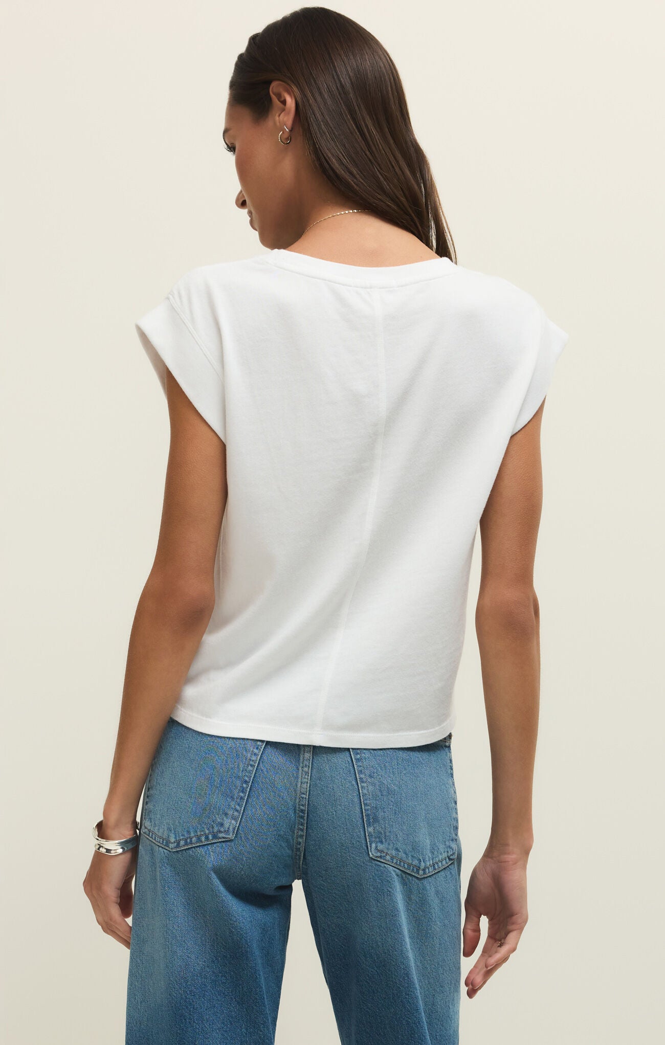 Z Supply White Camino Cap Sleeve Jersey Top