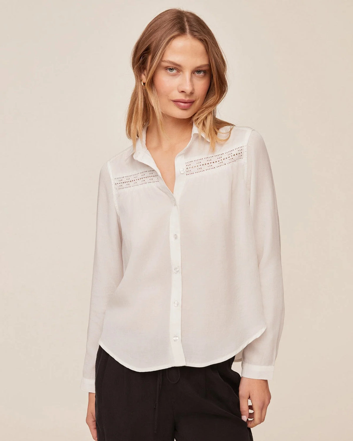 Bella Dahl LS Shirt with Lace Inset