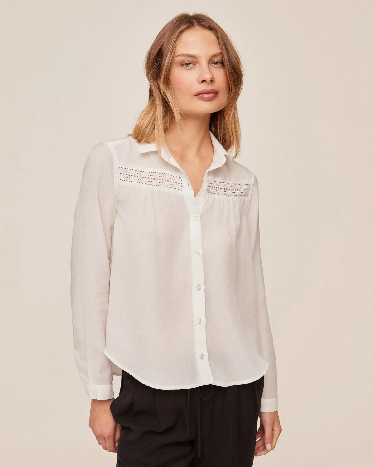 Bella Dahl LS Shirt with Lace Inset