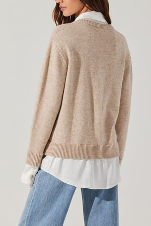 ASTR THE LABEL Jianna Layered Sweater in Light Taupe White