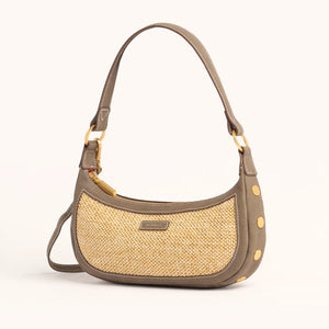 Hammitt Becker Sml-Pewter Raffia/Brushed Gold Shoulder Bag