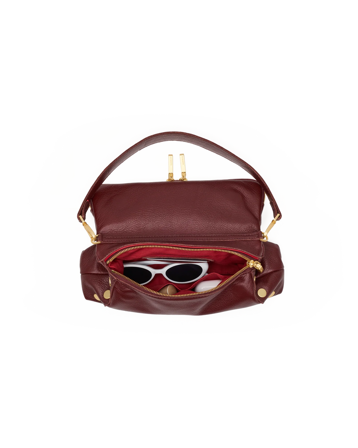 Hammitt Beverly Med Bag in Cherrywood Pebble/Brushed Gold