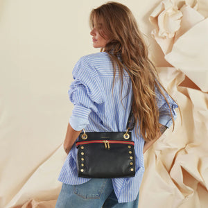 Hammitt Tony Signature Med Black Gold Red Zipper Handbag