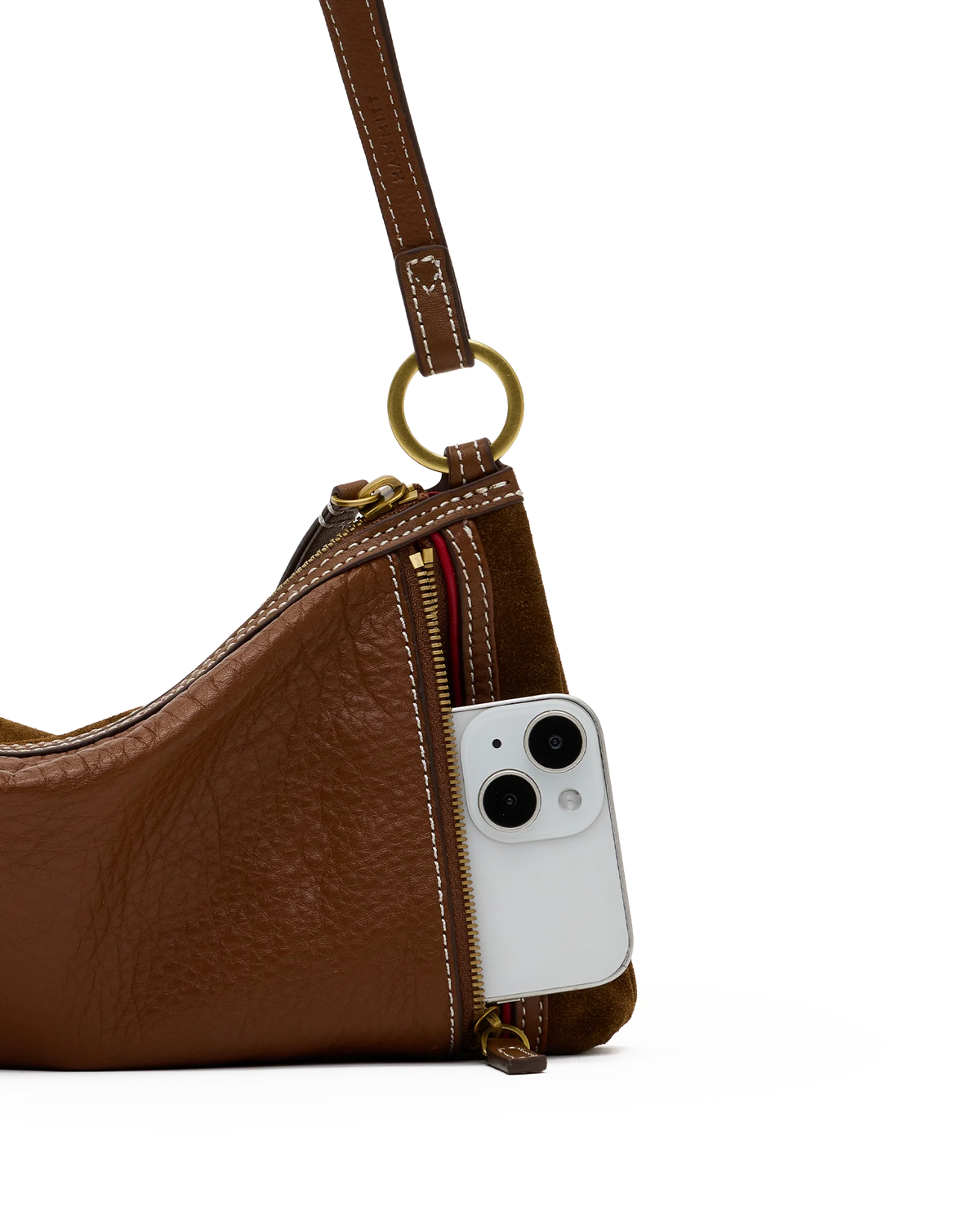 Hammitt Kyle Bag in Cinnamon Suede/Antique Gold