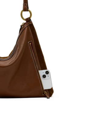 Hammitt Kyle Large Bag in Cinnamon Suede/Antique Gold