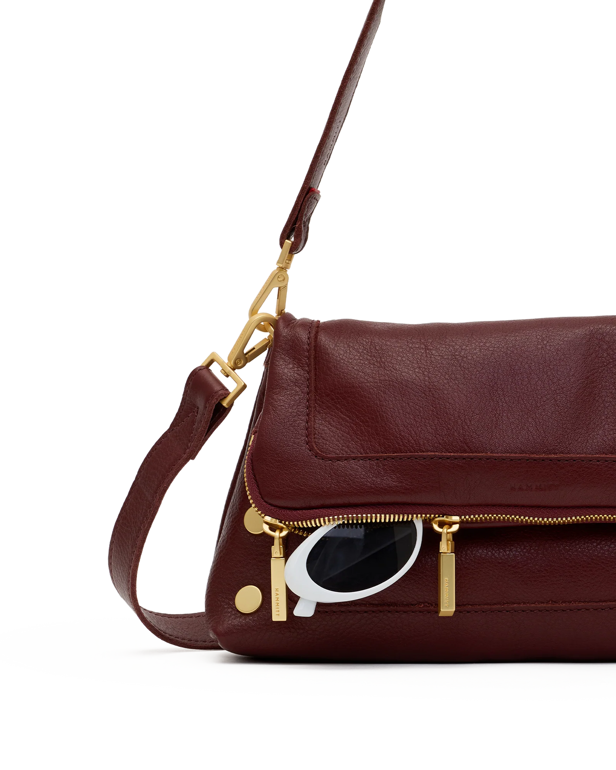 Hammitt Beverly Med Bag in Cherrywood Pebble/Brushed Gold