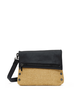 Hammitt VIP Medium in Noir Smooth Raffia with Gunmetal
