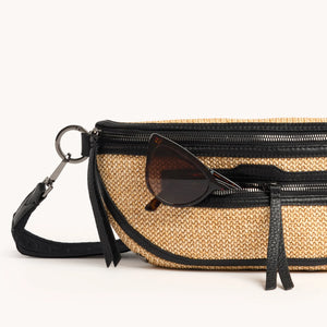 Hammitt Charles Med-Chaparral Raffia/Gunmetal Crossbody Bag