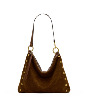 Hammitt Kyle Large Bag in Cinnamon Suede/Antique Gold