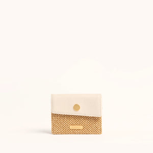 Hammitt Montana Pocket Calla Lily White Raffia/Brushed Gold Wallet