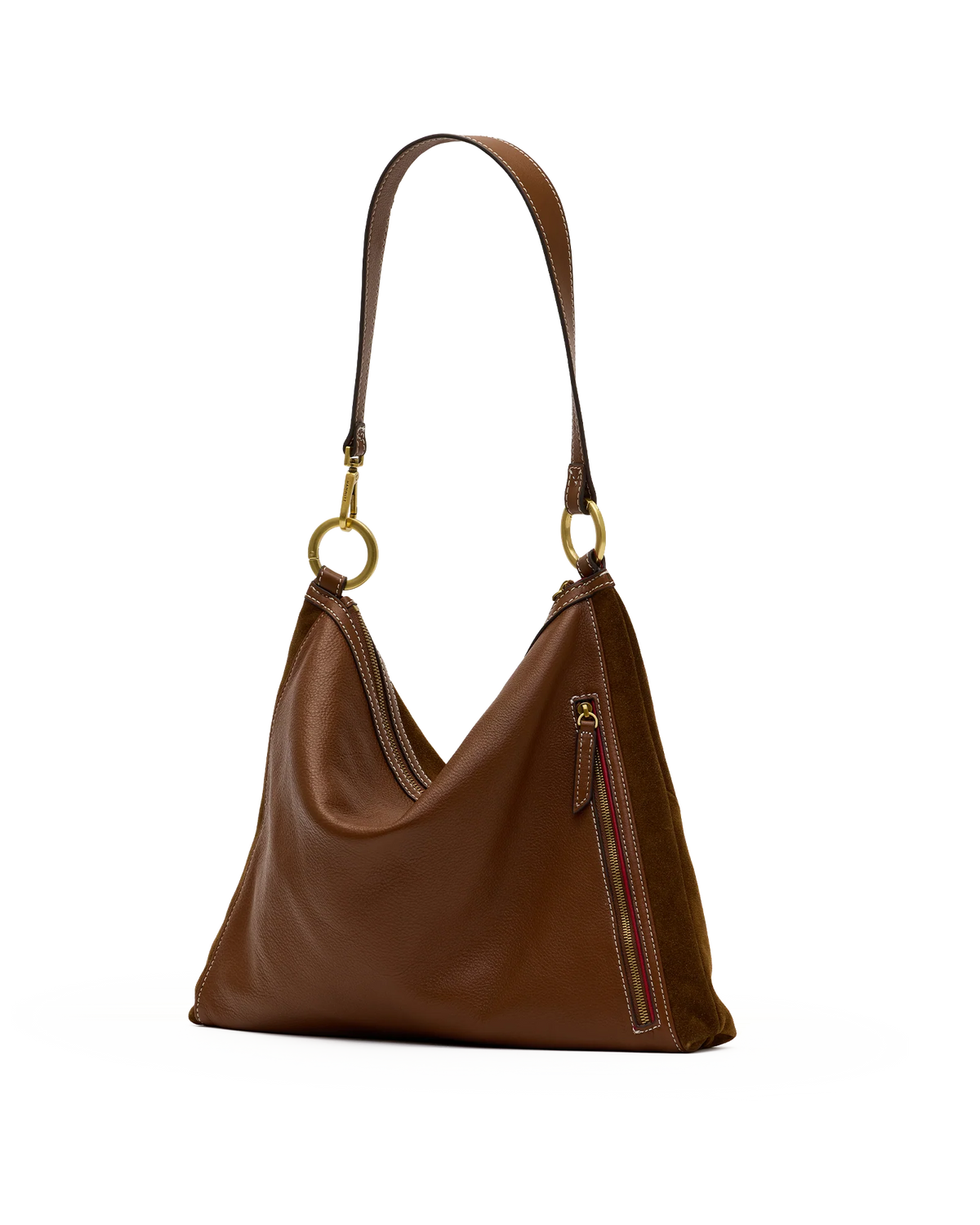 Hammitt Kyle Large Bag in Cinnamon Suede/Antique Gold