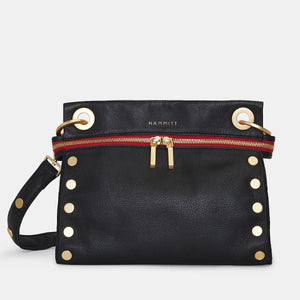 Hammitt Tony Signature Med Black Gold Red Zipper Handbag