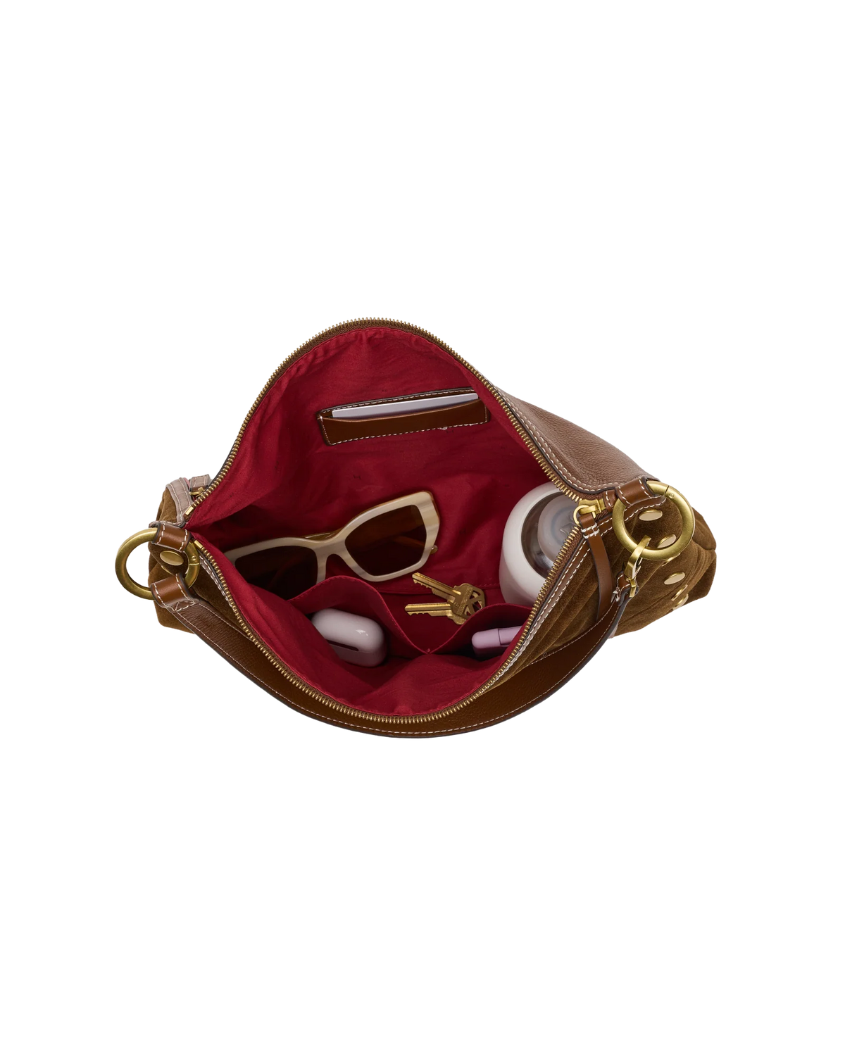 Hammitt Kyle Large Bag in Cinnamon Suede/Antique Gold