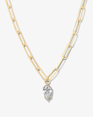 Melinda Maria Samantha Teardrop Necklace in Gold White