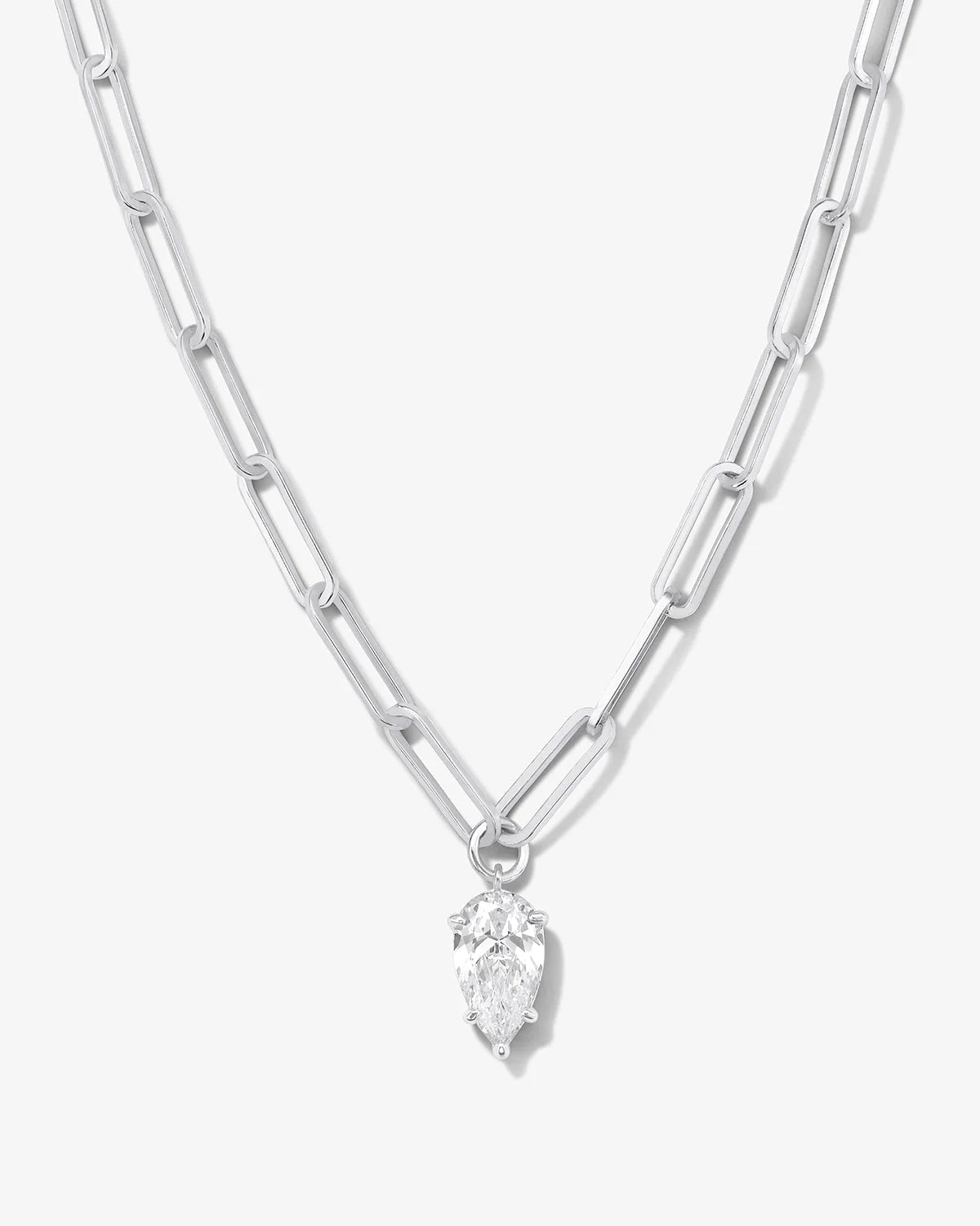 Samantha Teardrop Necklace in Silver White