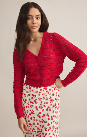 Z Supply Red Romance Cardigan Sweater