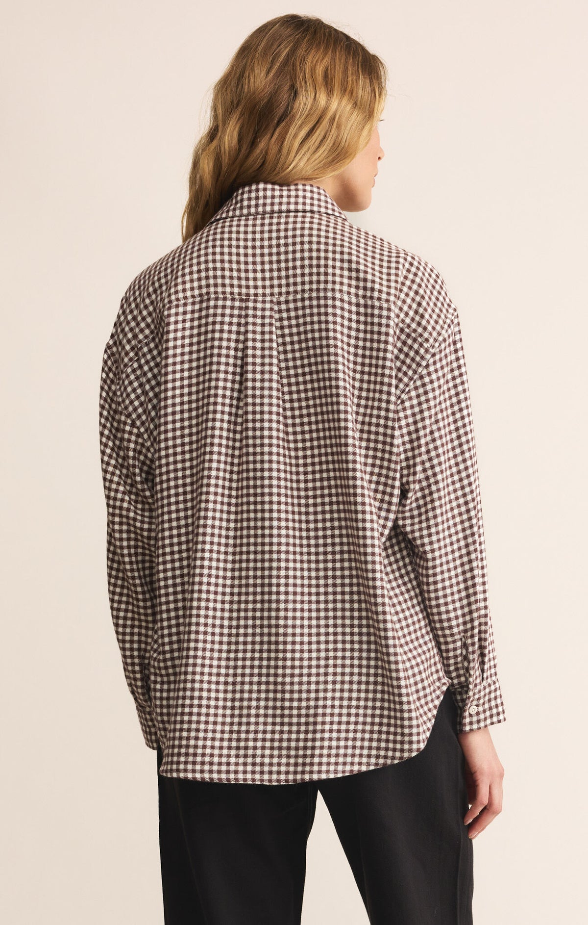 Z Supply River Plaid Button Up in Chocolate Cherry