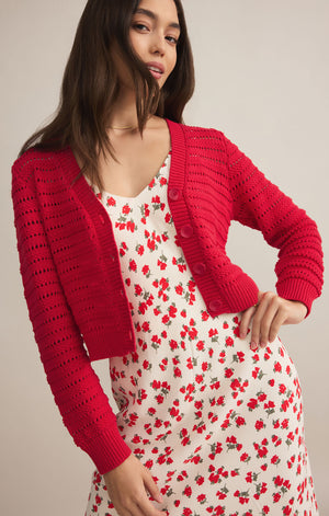 Z Supply Red Romance Cardigan Sweater