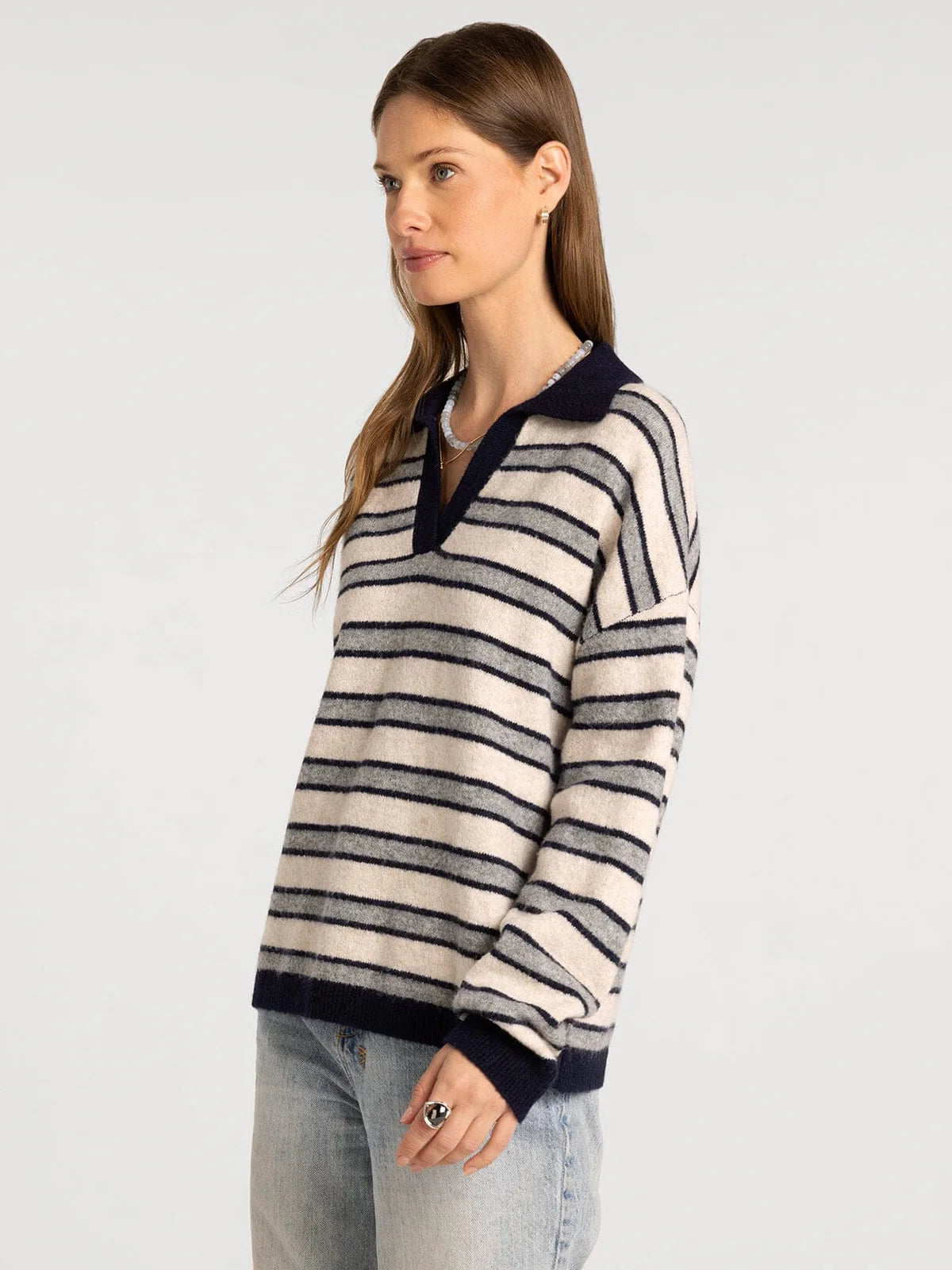 Nina Sweater in Grey Stripe