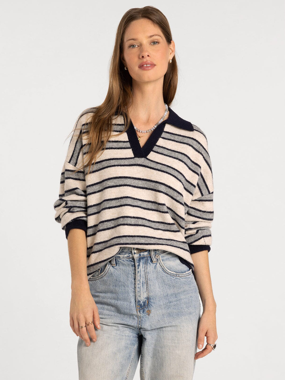 Nina Sweater in Grey Stripe