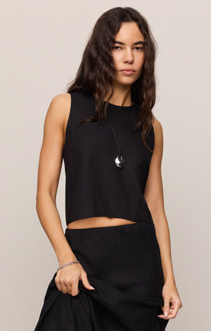Z Supply Sloane Black Linen Top