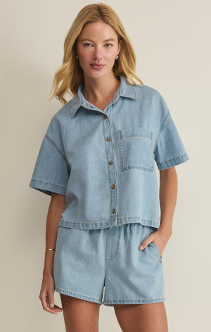 Z Supply Everyday Denim Button Up Coastal Water Denim