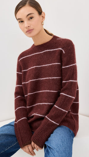 Pistola Ivy Crewneck Burgundy Terra Stripe Pullover