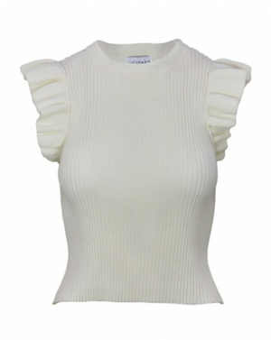 Lucy Paris Minerva Knit Ivory Ruffle Tank