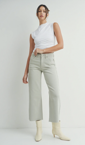 Just Black Denim Slim Wide Leg - Olive