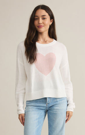 Z Supply Sienna Heart Sweater in White