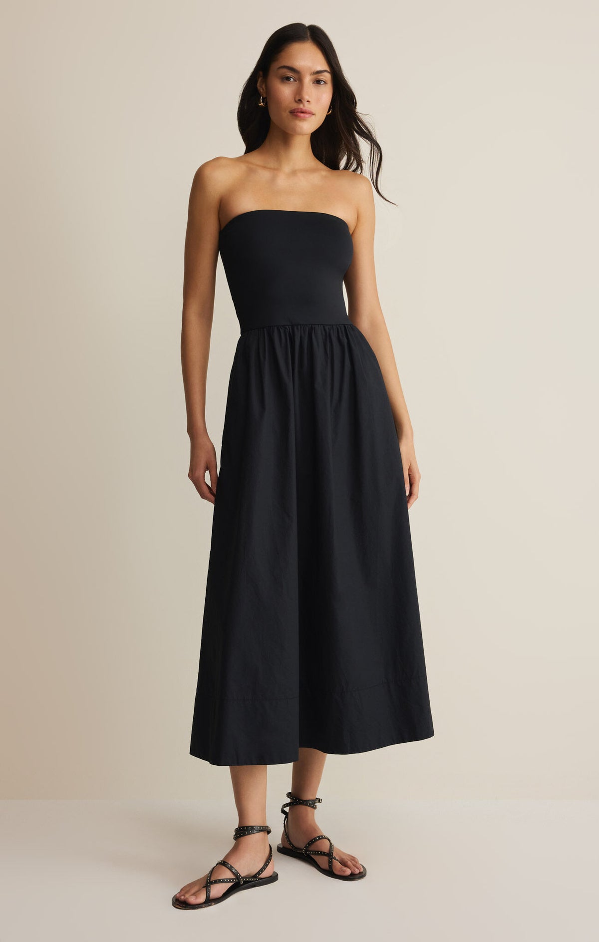 Z Supply Sunsought Strapless Midi Black Dress