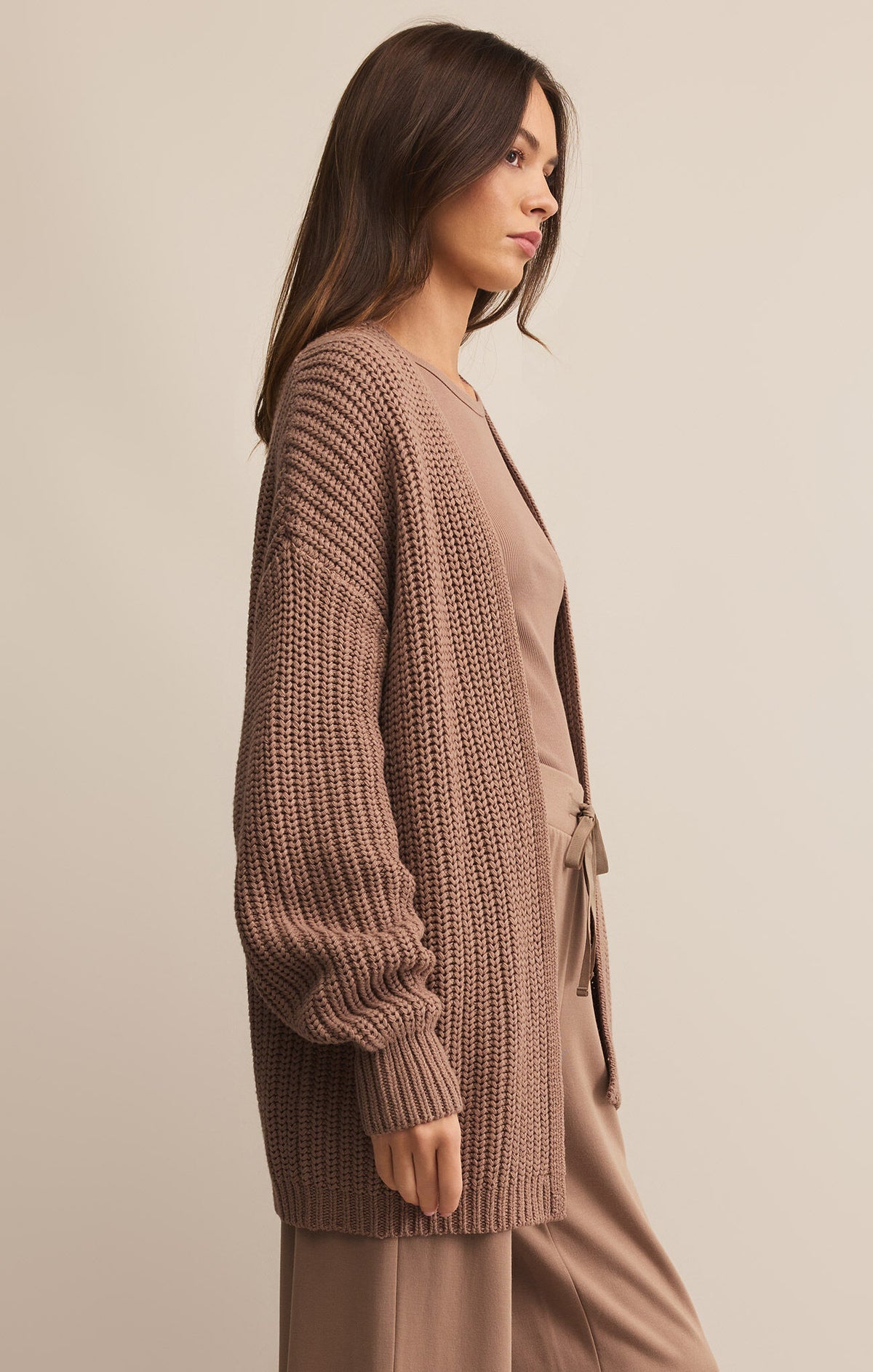 Z Supply SUTTON RIB CARDIGAN in Desert Taupe