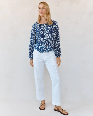 Bella Dahl Ruffle Neck Raglan Button Down Blouse