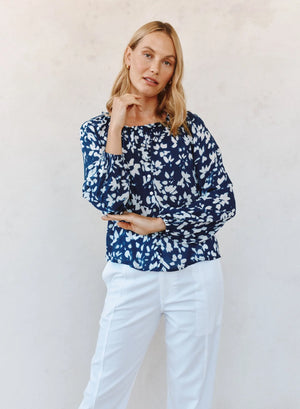 Bella Dahl Ruffle Neck Raglan Button Down Blouse
