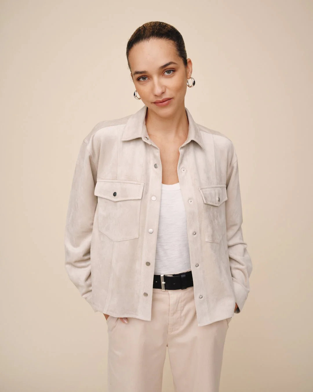 Bella Dahl Seamed Pocket Panna Cotta Jacket