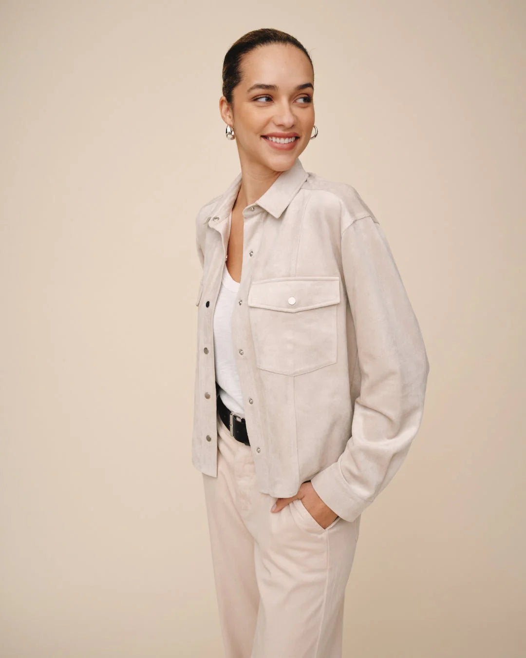 Bella Dahl Seamed Pocket Panna Cotta Jacket
