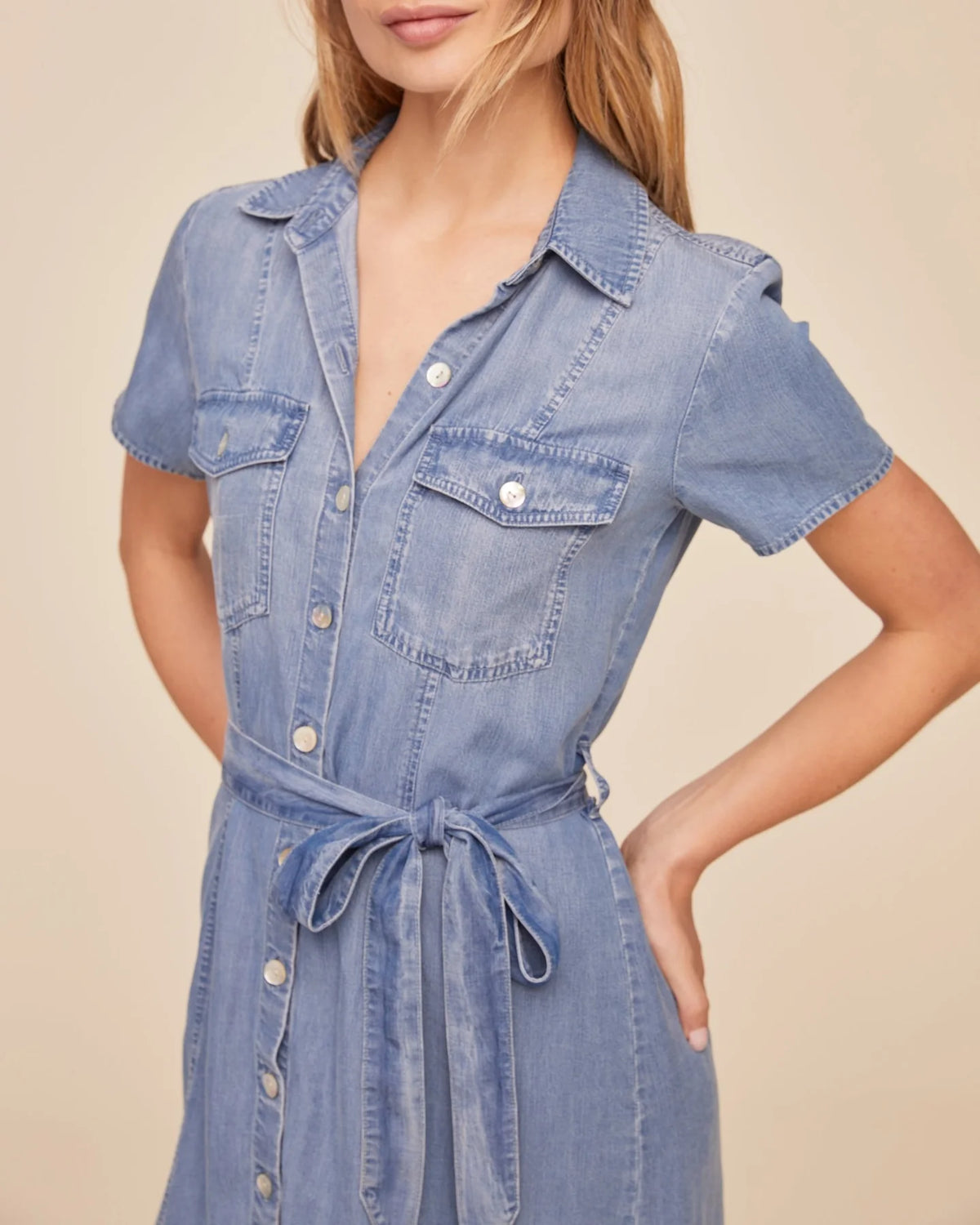 Bella Dahl Short Sleeve Seamed Shirt Dress