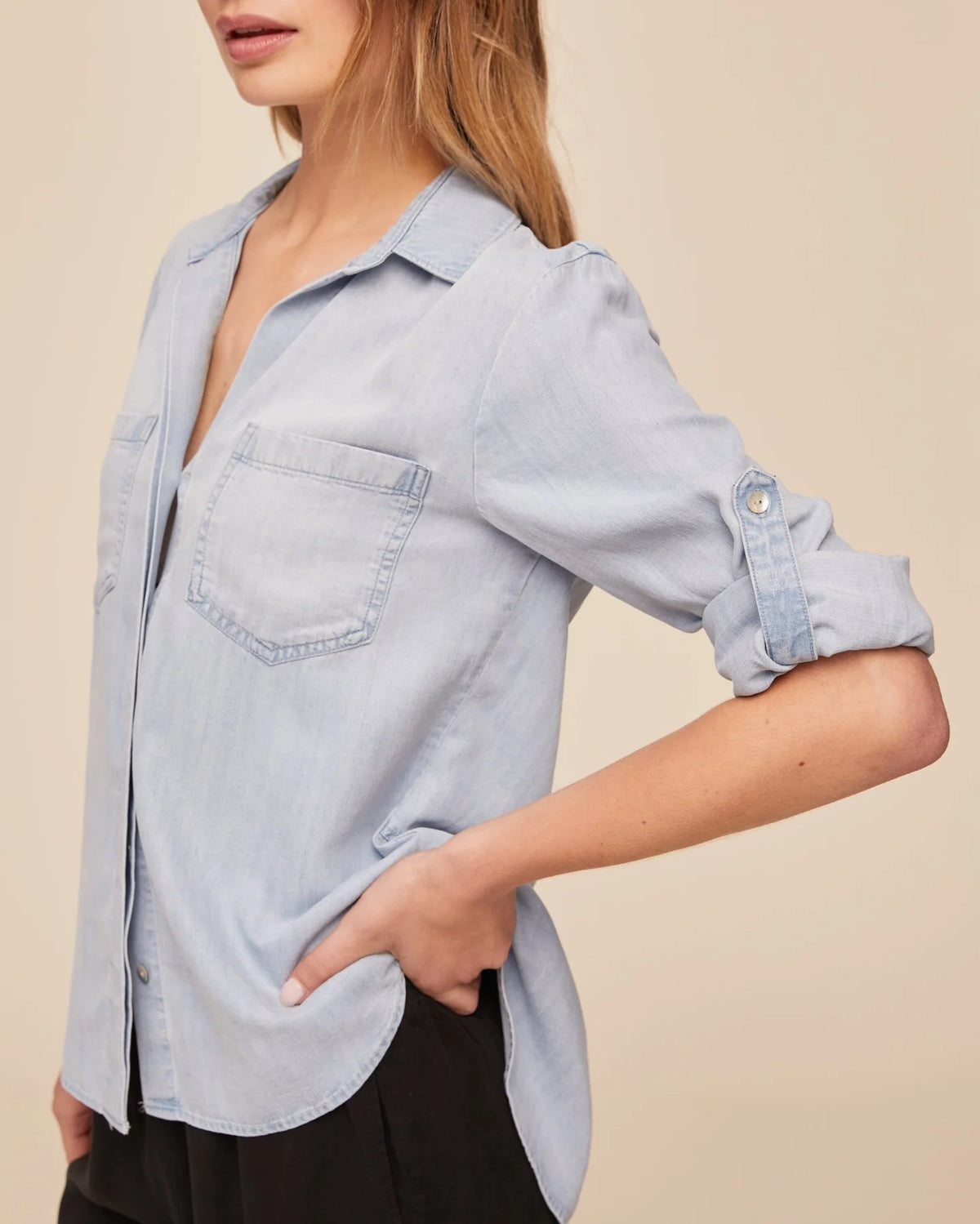 Bella Dahl Split Back Chambray Button Down