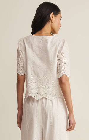 Z Supply Oceanside Embroidered Top in White