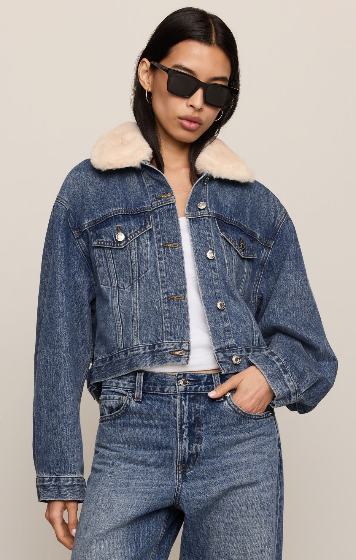 Z Supply The Daily Denim Fur Jacket in Hush